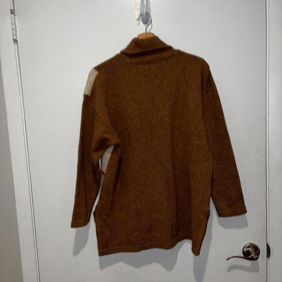Vintage LambWool Cashmee Blend Patchwork Turtleneck Sweater Women Size Medium - Picture 4 of 9